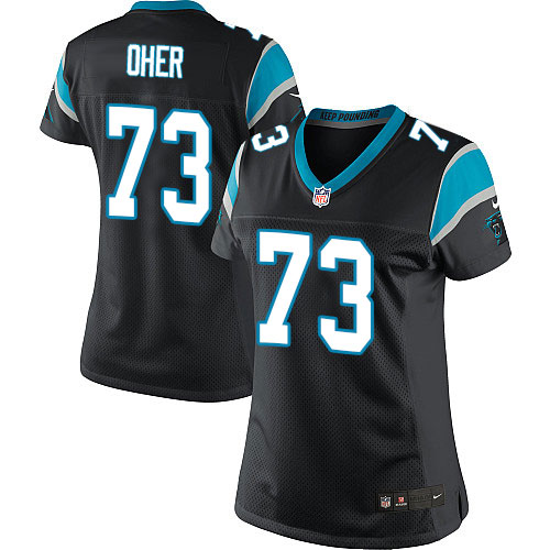 Women's Elite Michael Oher Nike Jersey Black Home - #73 NFL Carolina Panthers
